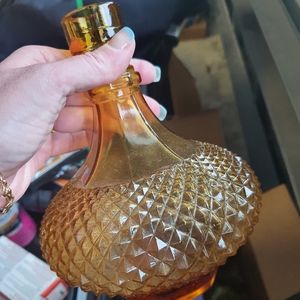 Amber Depression Glassware Decanter Set Rare Vintage Collectable